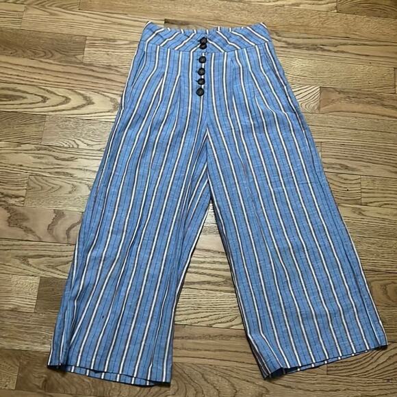 CALI 1850 STRIPED BOHO LINEN PANTS SIZE‎ S - Picture 2 of 5